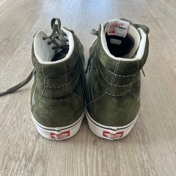Mens Vans Sk8-Hi Olive Green Suede High Top Sneakers - 13 - Picture 3 of 10